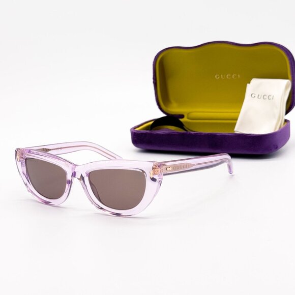 NEW GG1521S 004 GUCCI PURPLE BROWN WOMEN CAT EYE SUNGLASSES GUCCI - Picture 1 of 11